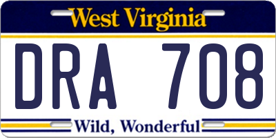 WV license plate DRA708