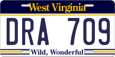 WV license plate DRA709