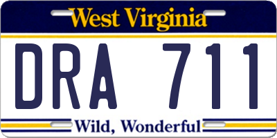 WV license plate DRA711
