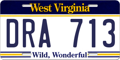 WV license plate DRA713