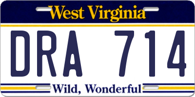 WV license plate DRA714