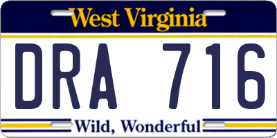 WV license plate DRA716