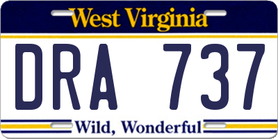 WV license plate DRA737