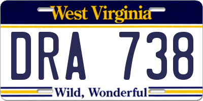 WV license plate DRA738