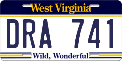 WV license plate DRA741
