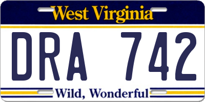 WV license plate DRA742