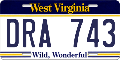 WV license plate DRA743