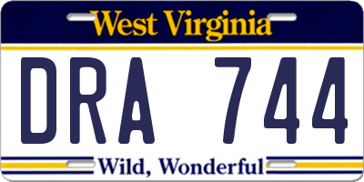 WV license plate DRA744