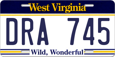 WV license plate DRA745