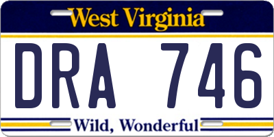 WV license plate DRA746