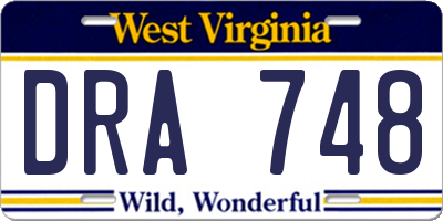WV license plate DRA748