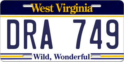 WV license plate DRA749