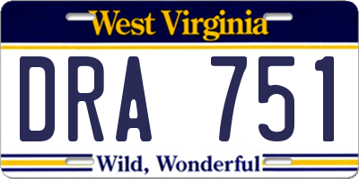 WV license plate DRA751