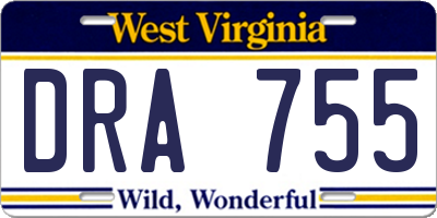 WV license plate DRA755