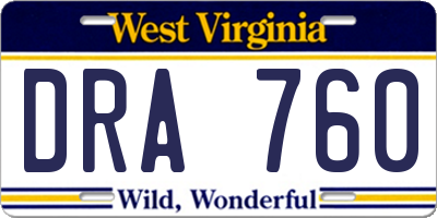 WV license plate DRA760
