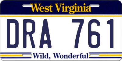 WV license plate DRA761