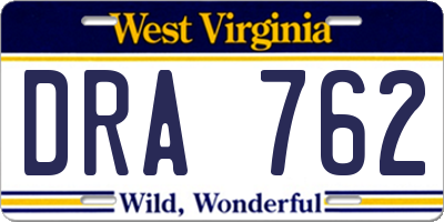 WV license plate DRA762