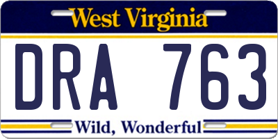 WV license plate DRA763