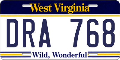 WV license plate DRA768