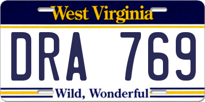 WV license plate DRA769