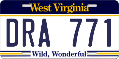 WV license plate DRA771