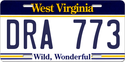 WV license plate DRA773