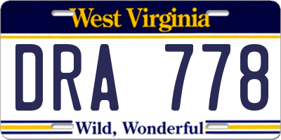 WV license plate DRA778