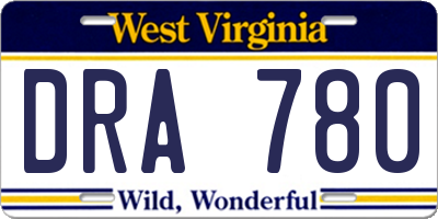 WV license plate DRA780