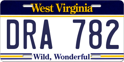WV license plate DRA782
