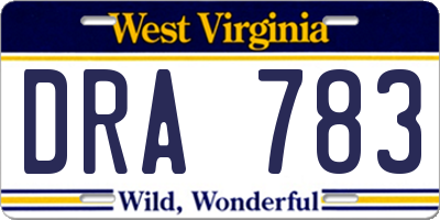 WV license plate DRA783