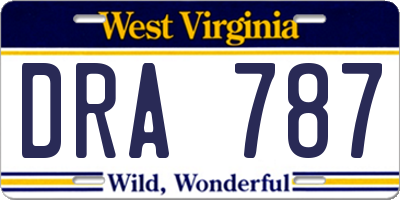 WV license plate DRA787