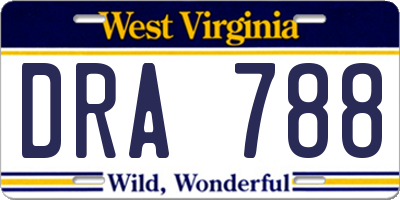 WV license plate DRA788