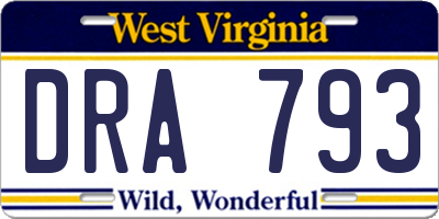 WV license plate DRA793