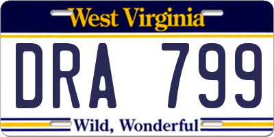 WV license plate DRA799
