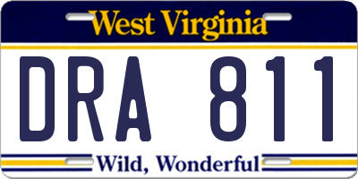 WV license plate DRA811