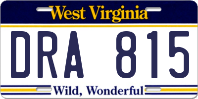 WV license plate DRA815