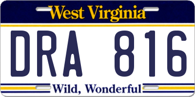 WV license plate DRA816