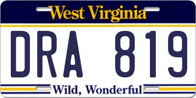 WV license plate DRA819