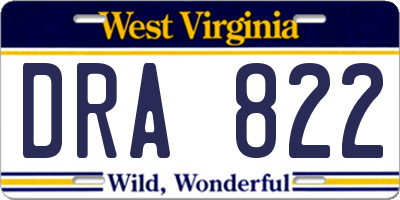 WV license plate DRA822