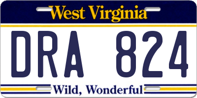 WV license plate DRA824