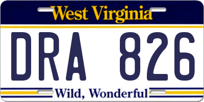 WV license plate DRA826