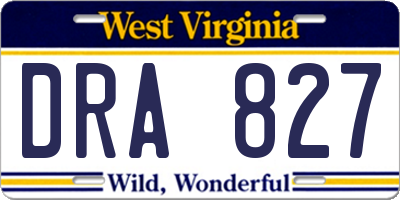 WV license plate DRA827