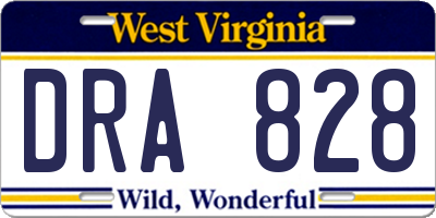 WV license plate DRA828