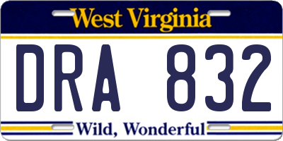 WV license plate DRA832