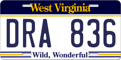 WV license plate DRA836