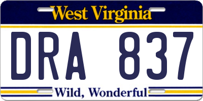 WV license plate DRA837