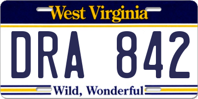 WV license plate DRA842