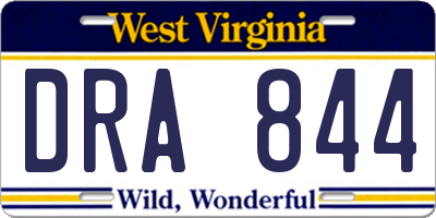 WV license plate DRA844