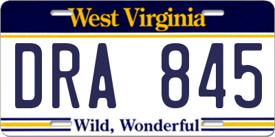 WV license plate DRA845