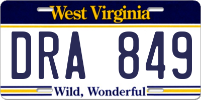 WV license plate DRA849